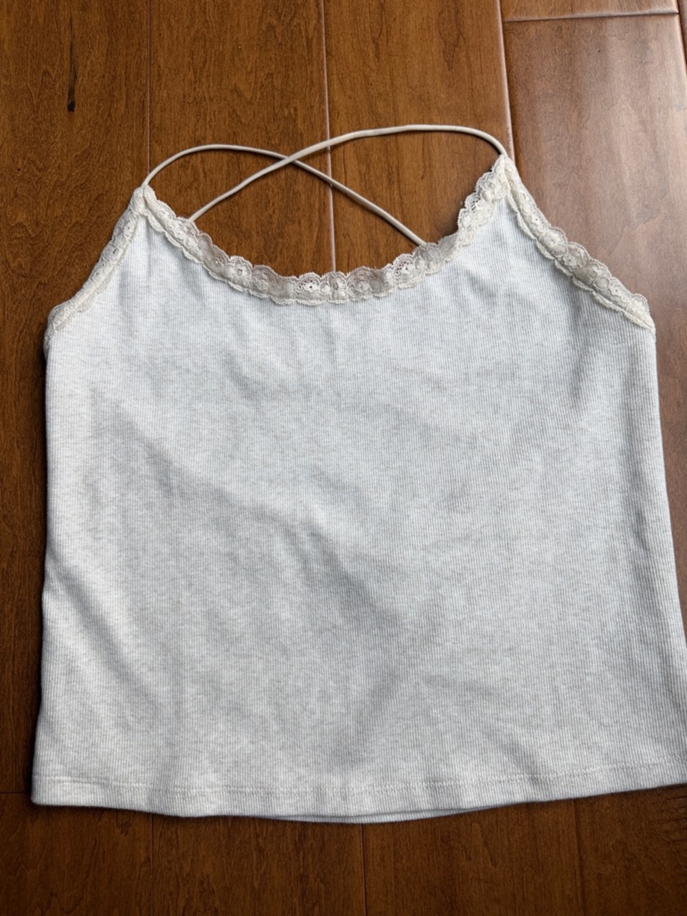 American Eagle Women's White Lace-Trim Cami Top